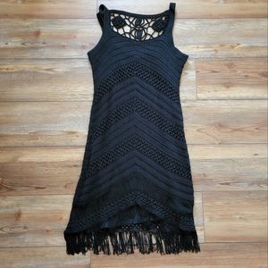 Karen Millen Dress Womens 4 Black Sleeveless Crochet